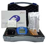 Imagen del Pack de Iniciacin compuesto por el medidor de Hemoglobina Diaspect con Bluetooth, Bolsa de 100 cubetas y pack de 100 lancetas surgilance Unistik